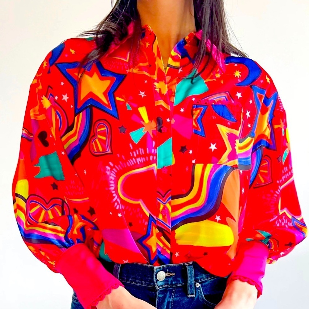 Alden Adair Grace Top Size M in Star Gazing Pattern NWT